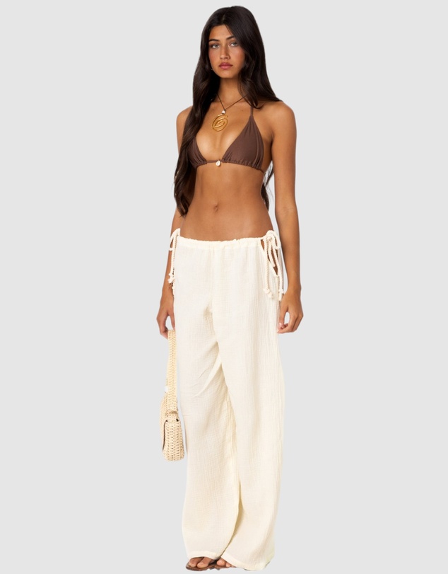 EDIKTED - Leoni Side Tie Cotton Gauze Pants