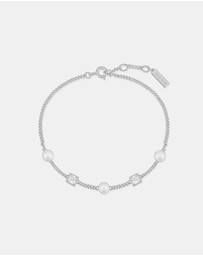 Ania Haie - Silver Bezel-Set Cube and Pearl Station Bracelet