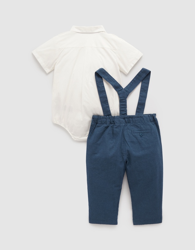 Purebaby - Classic Shirt & Overall Set - Babies-Kids