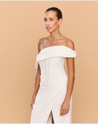CATHERINE FERRARO - Sapphire Off Shoulder Gown