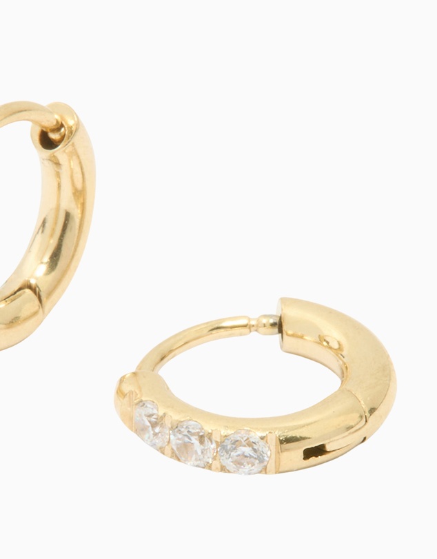Lovisa - Waterproof Gold Plated Stainless Steel Cubic Zirconia Huggie Earrings 10 MM