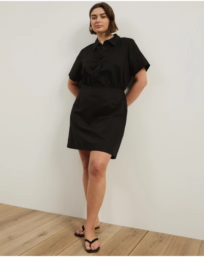 Atmos&Here Curvy - Remi Linen Blend Mini Shirt Dress