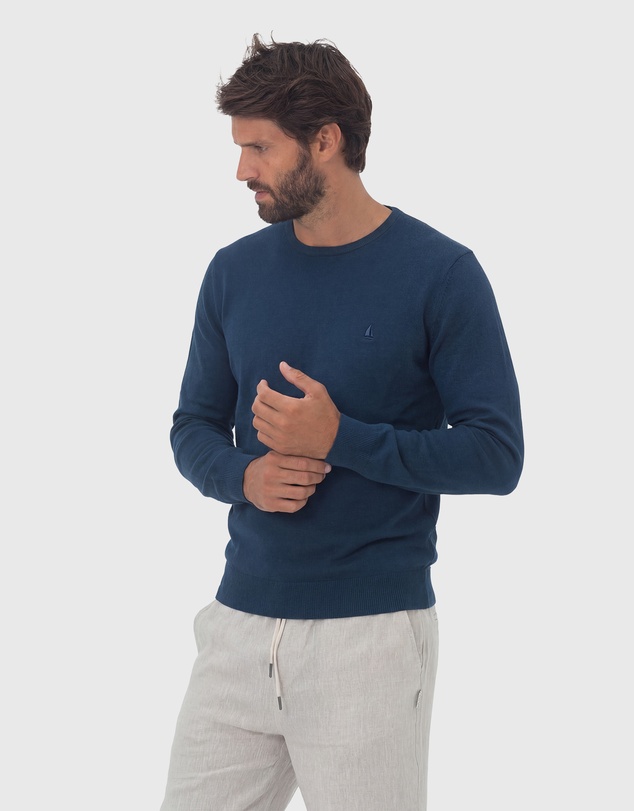 Coast Clothing - Crew Neck Cotton Jumper - Blue