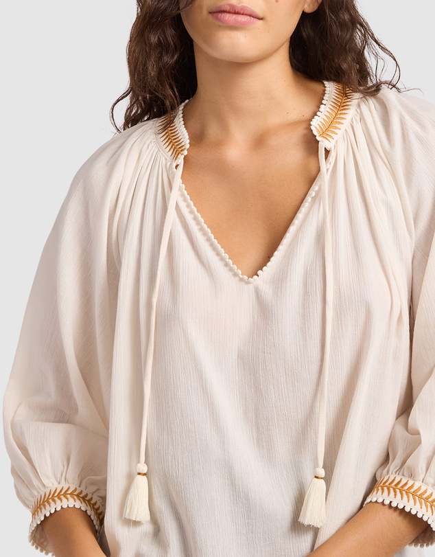 Seafolly - Crinkle Gauze Trim Peasant Blouse