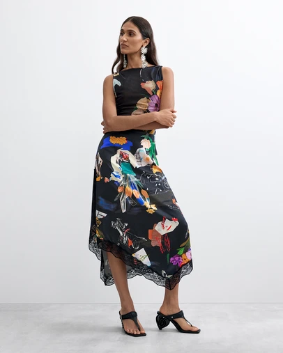 Desigual - Midi skirt collage