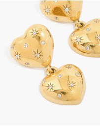 Lovisa - Waterproof Gold Plated Stainless Steel Double Chunky Heart Earrings