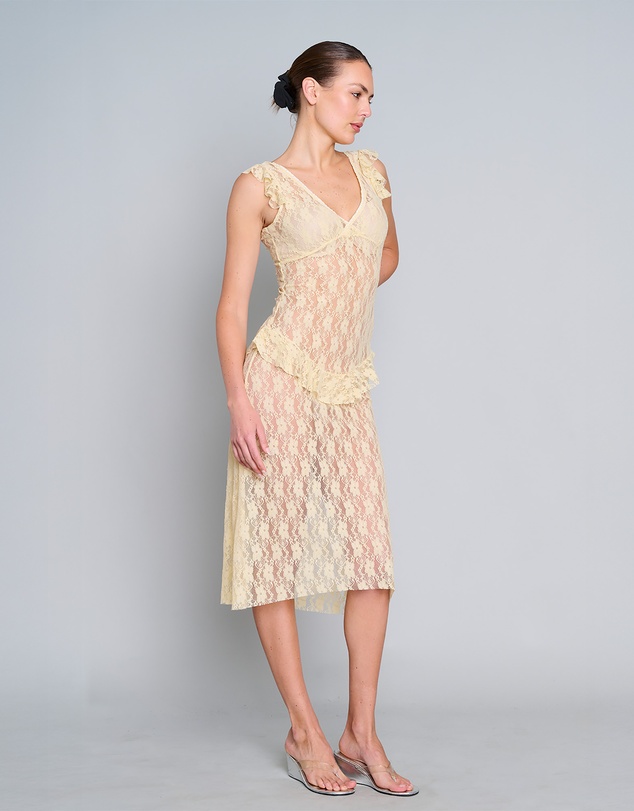 Love and Nostalgia - Summer Love Lace Midi Dress - Lemon Yellow