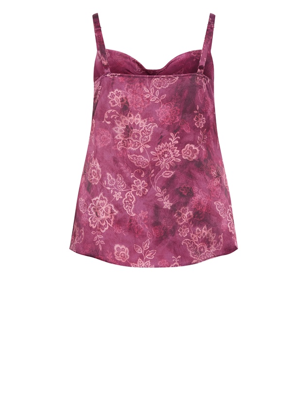 City Chic - Satin Cowl Lace Print Cami