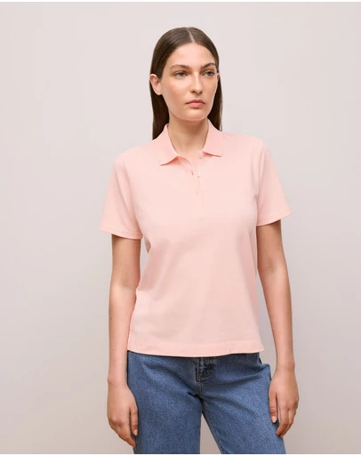 Trenery - Pique Classic Monogram Polo in Soft Pink