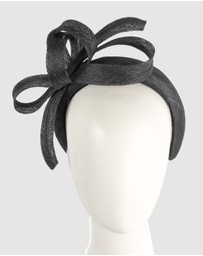 Max Alexander - Black Sinamay Bow Racing Fascinator Headband