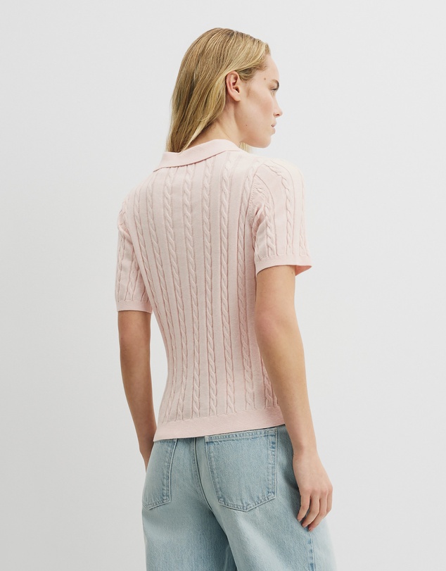 Country Road - Organically Grown Cotton Blend Cable Polo Knit