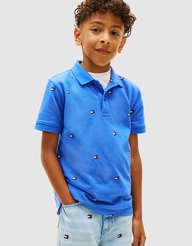 Tommy Hilfiger - Regular Fit Wavy Flag Embroidery Polo Shirt - Teens