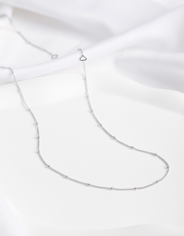 Wanderlust + Co - Beaded Chain Silver Necklace