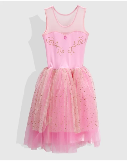 Pink Poppy - Pirouette Princess Dress with Rose Gold Glitter Print