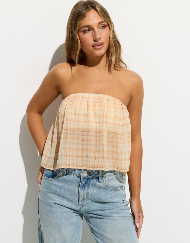 Dazie - Marnie Strapless Sheer Organza Top