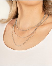 Mestige - Moonlit Three Strand Chain Necklace - Silver Plated