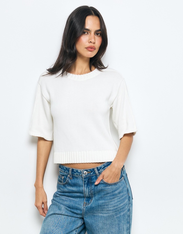 AERE - Elke Boxy Organic Cotton Knit Top