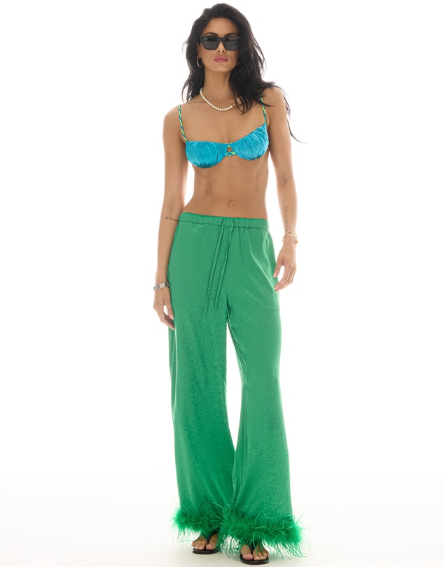THE TALES - Frida Feather Trim Floral Pants
