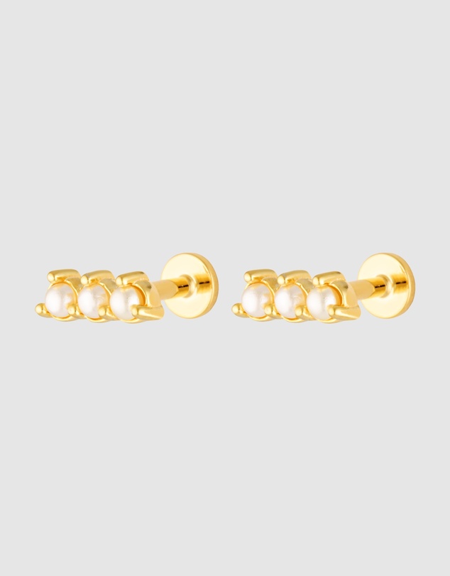 HOUSE OF SLANI - Mila Flat Back Pearl Bar Ear Stud Piercing