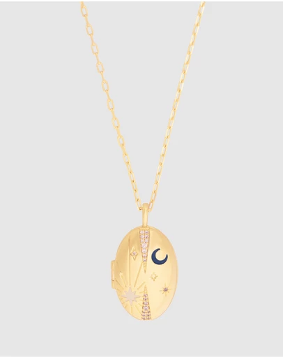 Wanderlust + Co - You Are Magic Gold Medallion Locket Necklace
