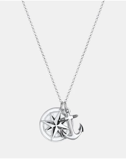 Kuzzoi - ICONIC EXCLUSIVE - Long Necklace with Anchor Pendant in Oxidised 925 Sterling Silver
