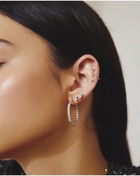 Ania Haie - Ania Haie Silver Large Claw Sphere Beaded Hoop Earrings