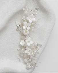 The White Collection - Harper - Floral Pearl Silver Bridal Hairpiece
