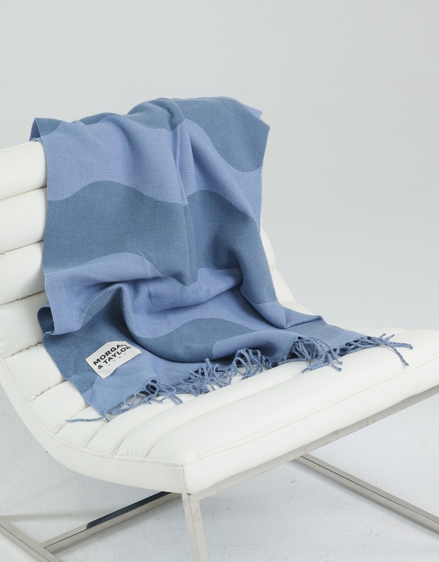 Morgan & Taylor - Making Waves Throw Blanket in Navy Blue