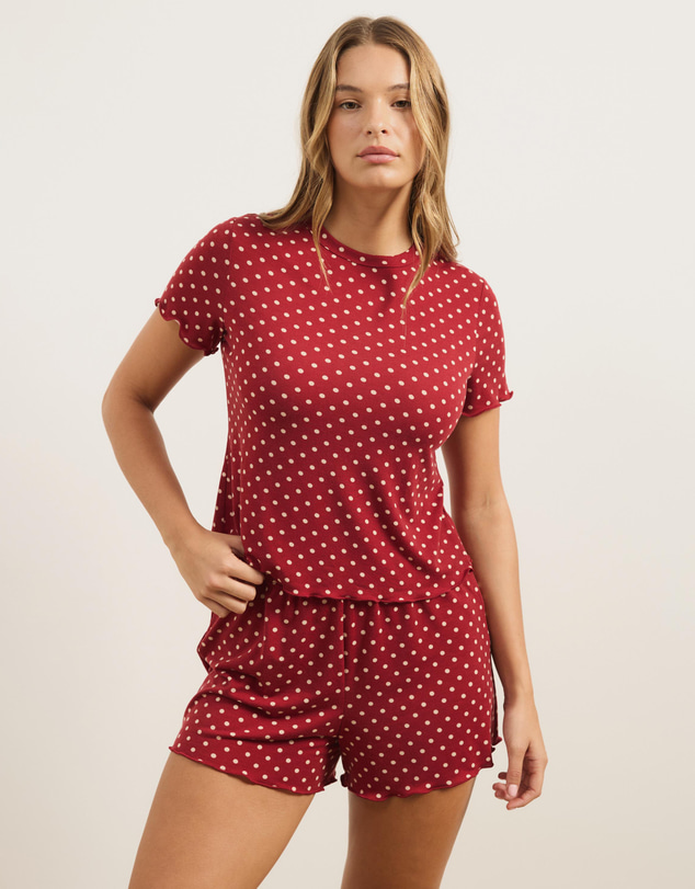 Atmos&Here - Evie Polka Dot Short Sleeve T-Shirt Pyjama Set