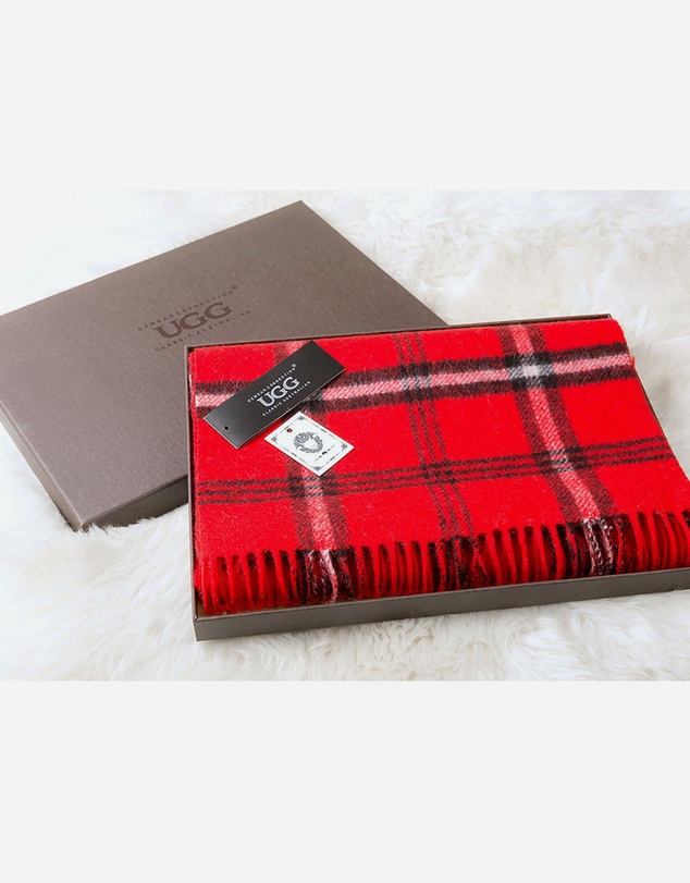 Ozwear Connection Uggs - Ugg 100% Australian Merino Wool Reversible Scarf Red