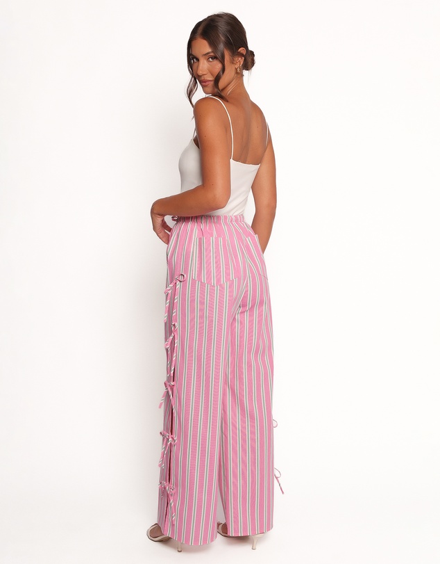 Petal & Pup - Ashton Tie Detail Pant - Pink Green Stripe