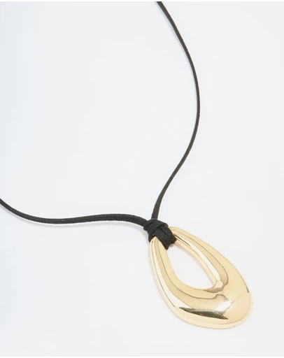 Lovisa - Gold Plated Cord Open Oval Long Necklace