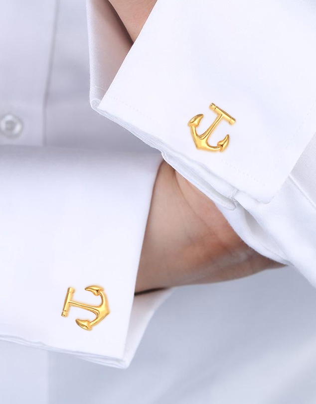 Kuzzoi - ICONIC EXCLUSIVE - Anchor Cufflinks in Gold-Plated 925 Silver