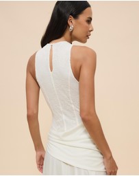 CHANCERY - Layla High Neck Lace Panelled Maxi Dress