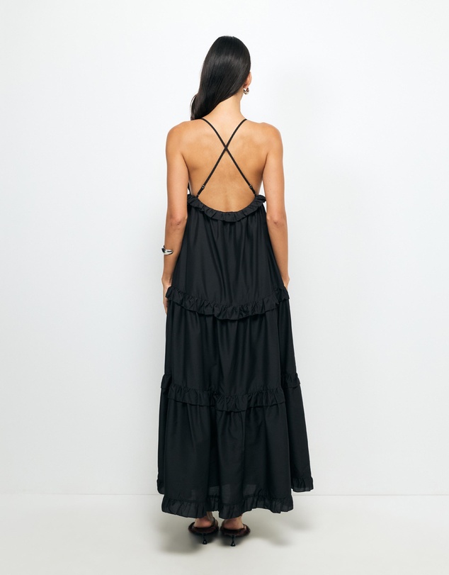 AERE - Ivara V-Neck Tiered Maxi Dress