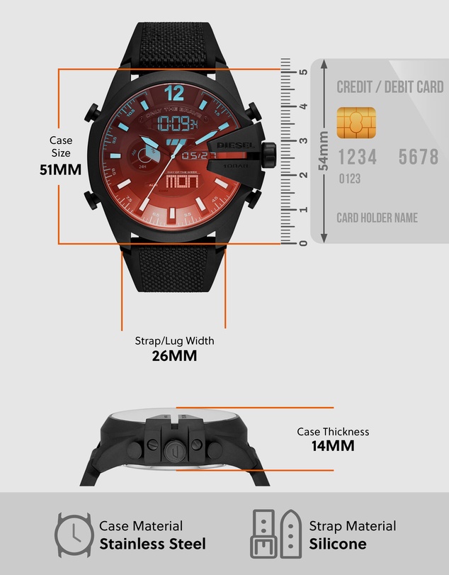Diesel - Mega Chief Black Analogue-Digital Watch