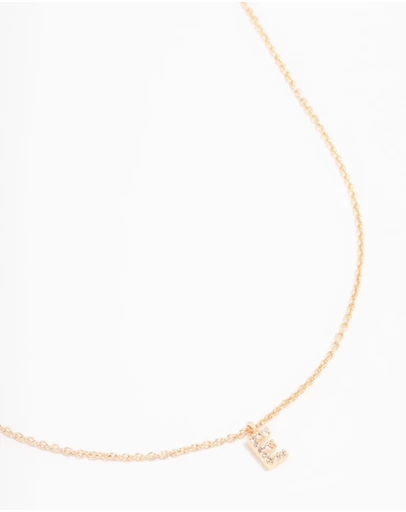Lovisa - Gold Plated Cubic Zirconia Letter E Necklace
