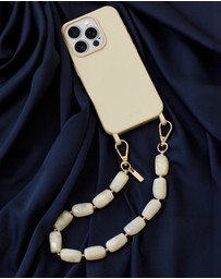 LOUVE COLLECTION - Coconut Off-White Case + Abbey Off-White Beads Wristlet