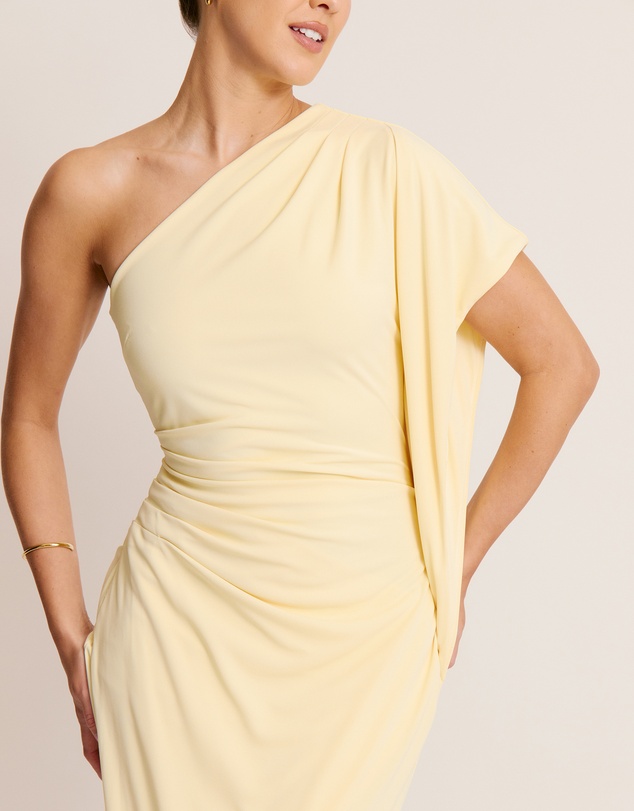 Six Stories - Asymmetric Stretch Gathered Maxi Dress