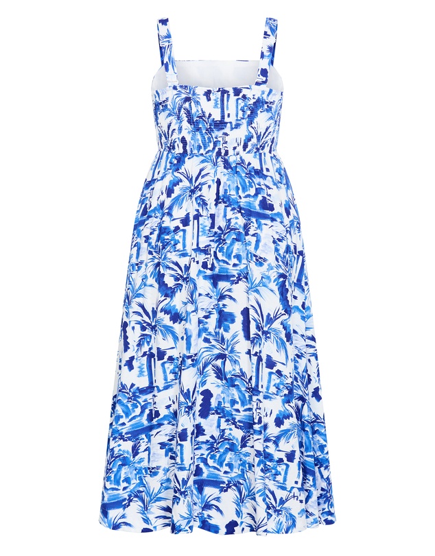 City Chic - Plus size Collins Palm Print Maxi Dress - blue