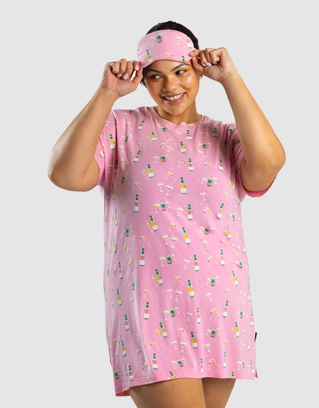 Bamboozld - Womens Champagne Bubbles Jersey Night-Tee