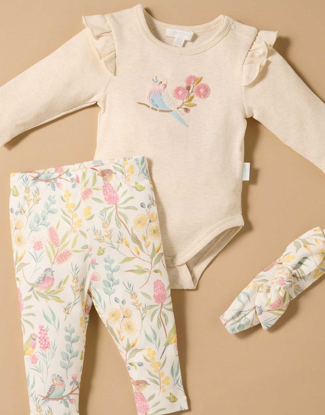 Purebaby - Australiana 3 Piece Gift Pack w/ Headband- Babies