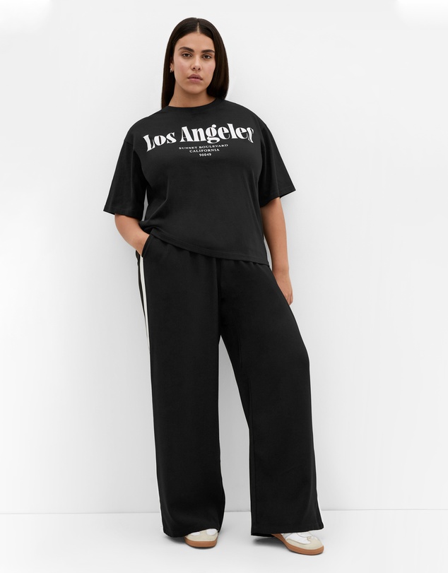 City Chic - Plus size Los Angeles Cotton Tee - black