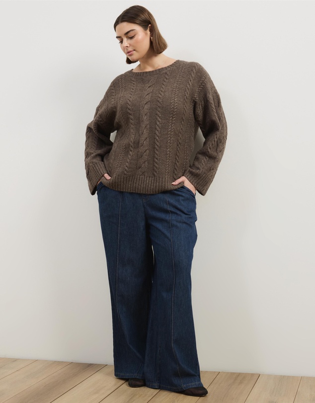 Atmos&Here Curvy - Drew Oversized Textured Cable Knit Jumper