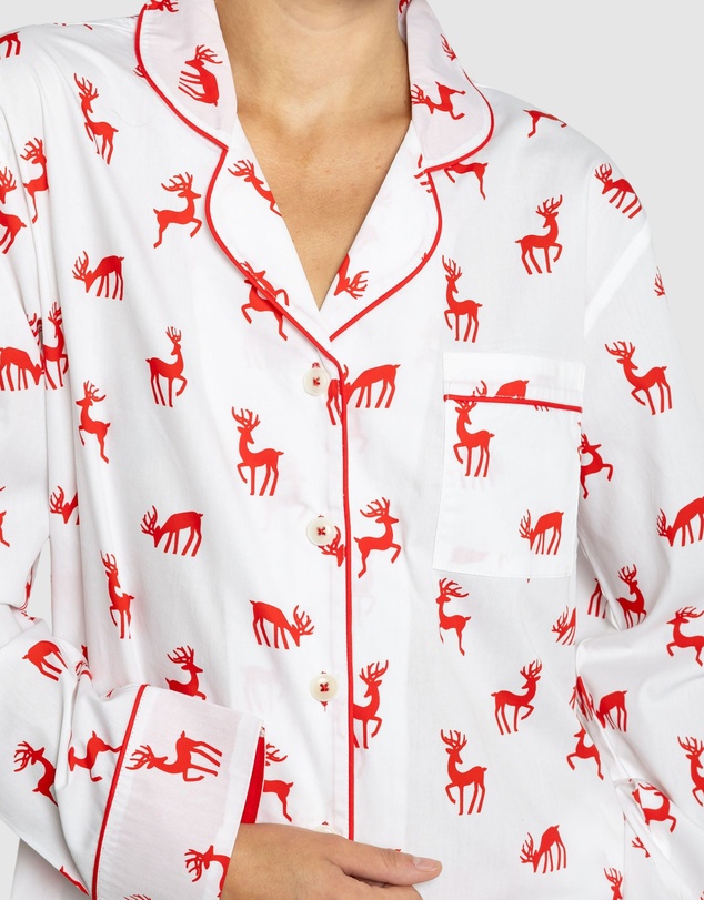 Sant And Abel - Women's Reindeer Red Long PJ Set