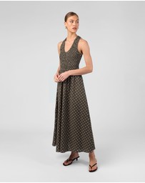 MVN - Shirring Top Polka Dot Maxi Dress