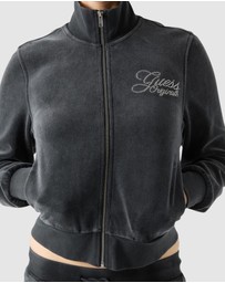 GUESS Originals - Guess Originals Eco Black Rhinestone Velour Jacket