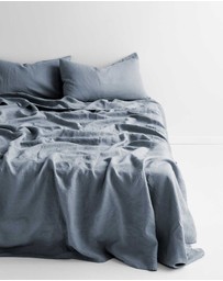 Aura Home - Evie Stonewash Organic Cotton Sheet Set in Denim