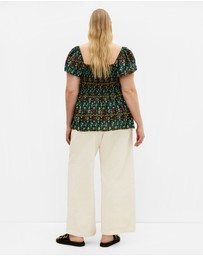 City Chic - Azure Shirred Print Top