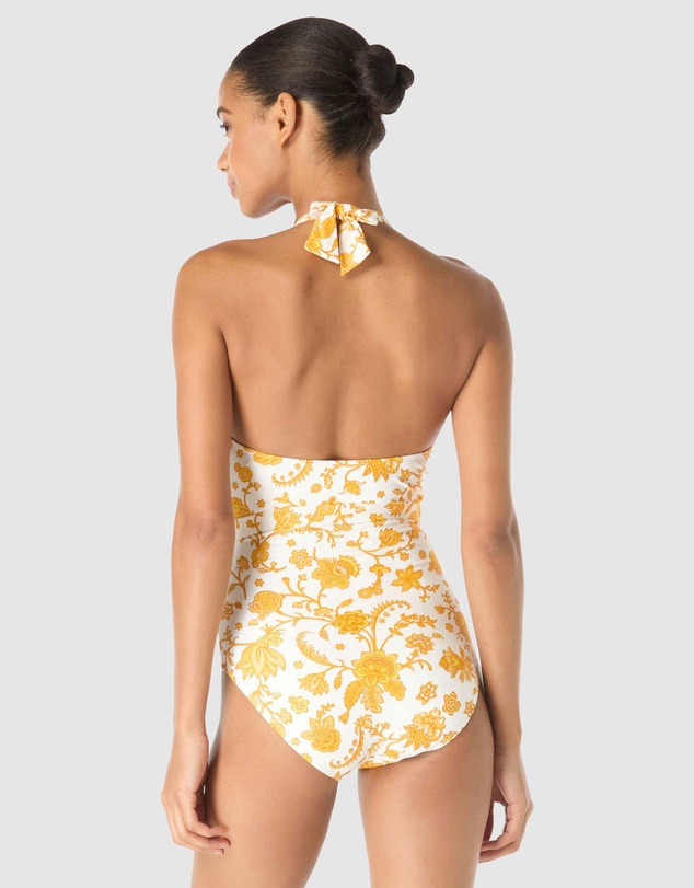 Michael Kors - Riviera Blooms Halter One-Piece Swimsuit With Belt